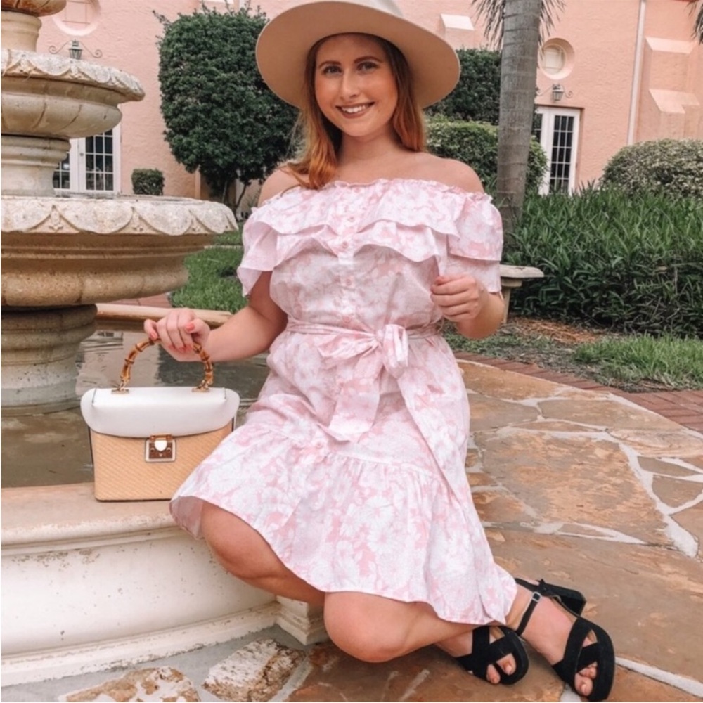 Lisa Marie‎ Fernandez X target pink floral off shoulder dress